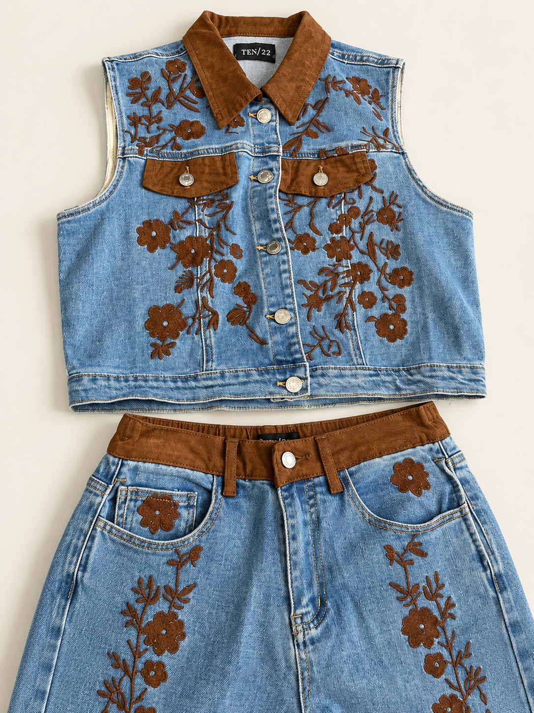 Aurelia Embroidered Denim Set