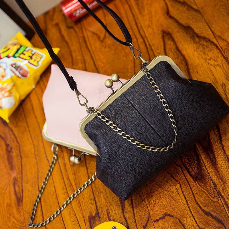 Bolso de hombro vintage de PU con cadena
