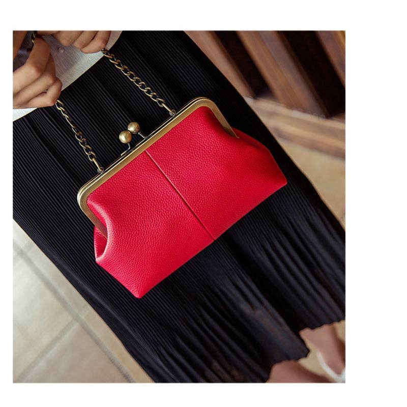 Bolso de hombro vintage de PU con cadena