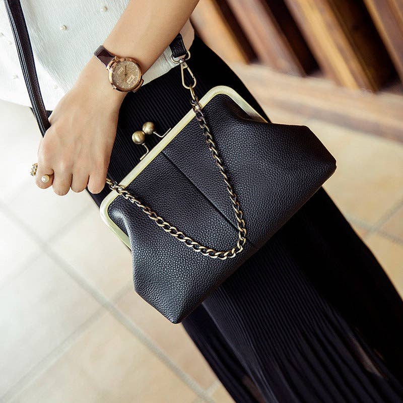Bolso de hombro vintage de PU con cadena