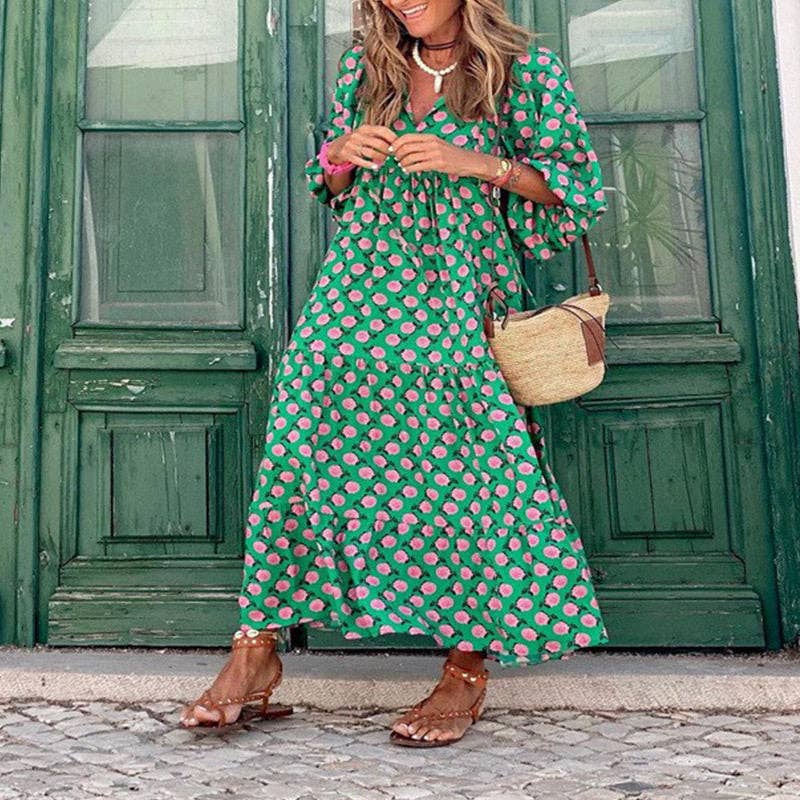 Vestido midi suelto con estampado floral