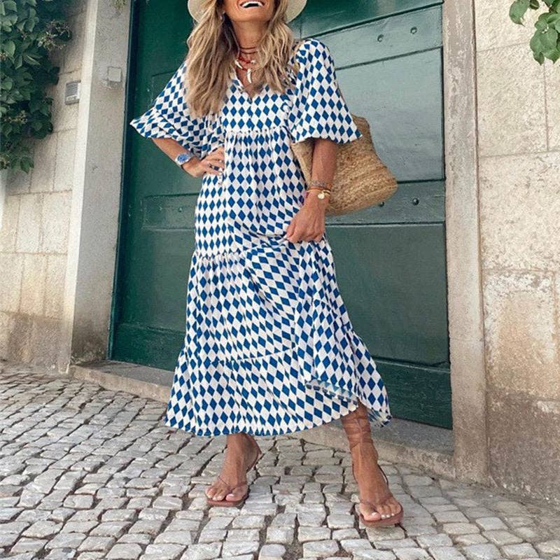 Vestido midi suelto con estampado floral