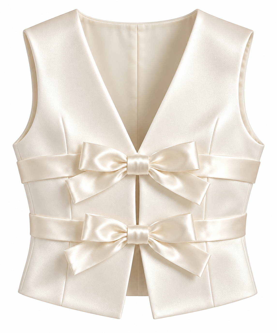 Ivory Satin Bow Vest