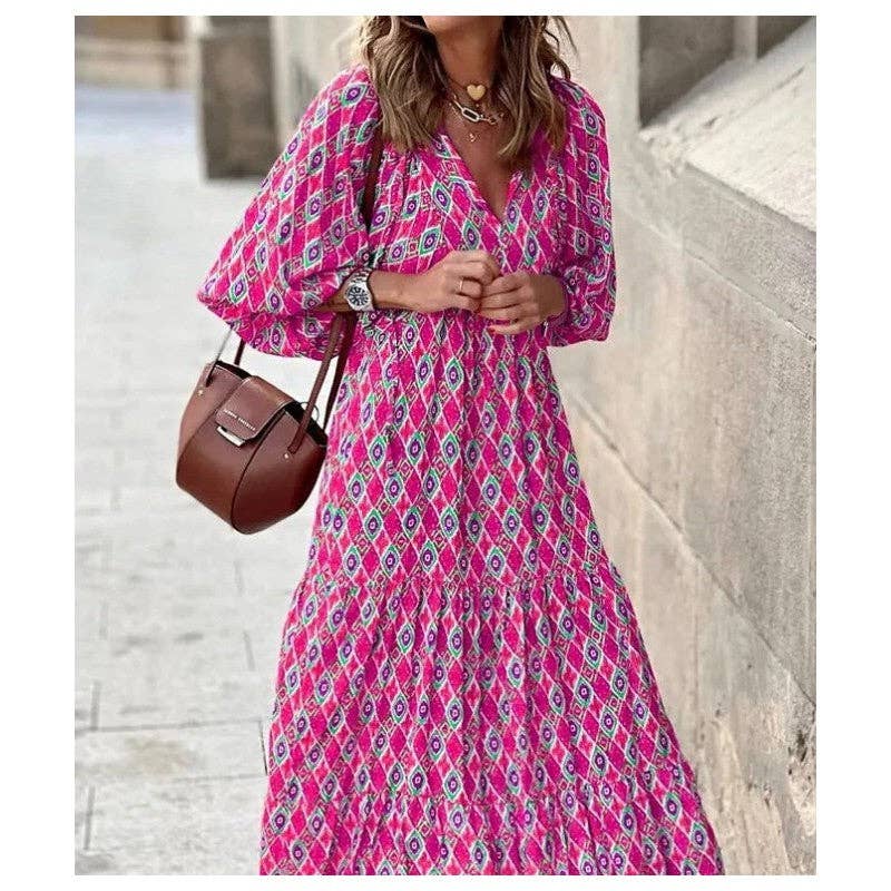 Vestido midi suelto con estampado floral
