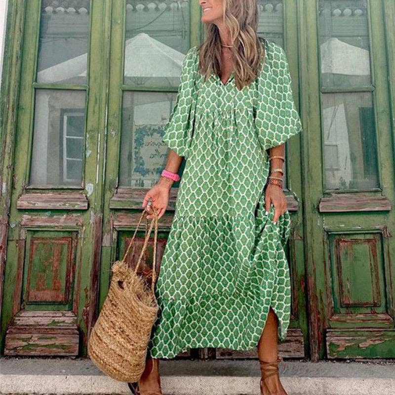 Vestido midi suelto con estampado floral