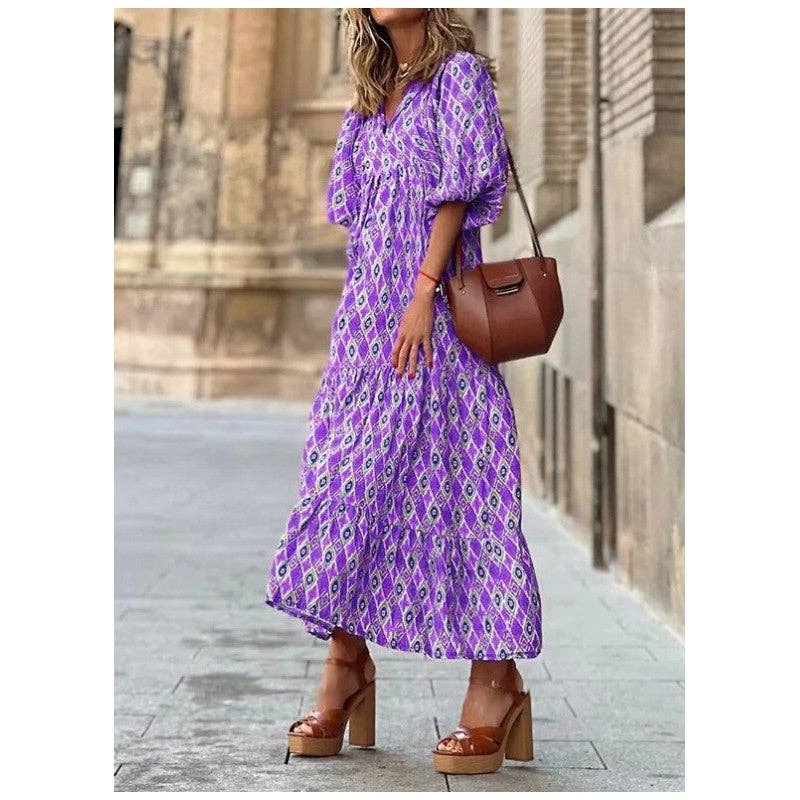 Vestido midi suelto con estampado floral