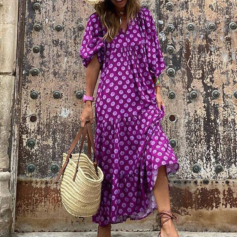 Vestido midi suelto con estampado floral